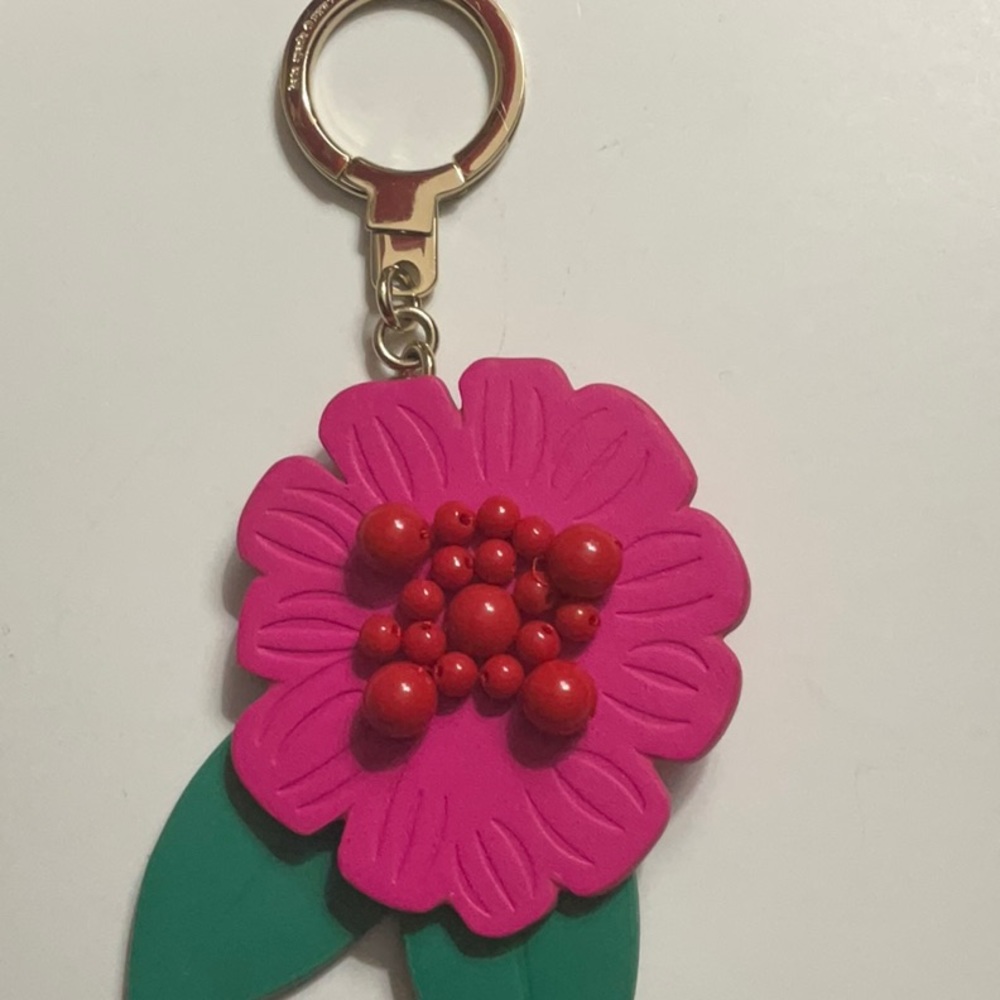 Kate Spade Pink & Green Leather Keychain